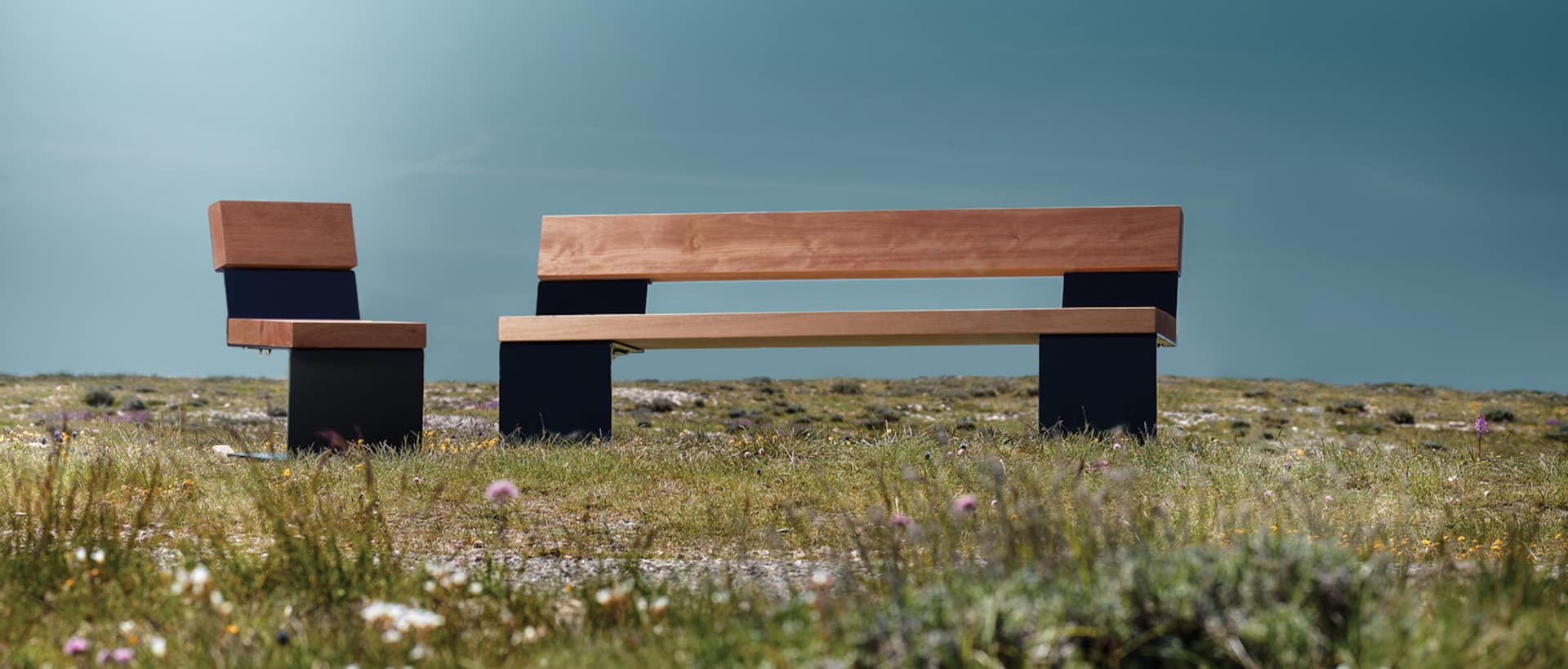 Banc et banquette de jardin BIO2 conçu par Cyria mobilier urbain