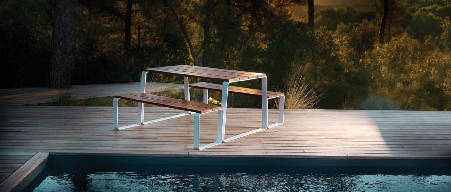 Table pique nique terrasses zones piétonnes mobilier urbain