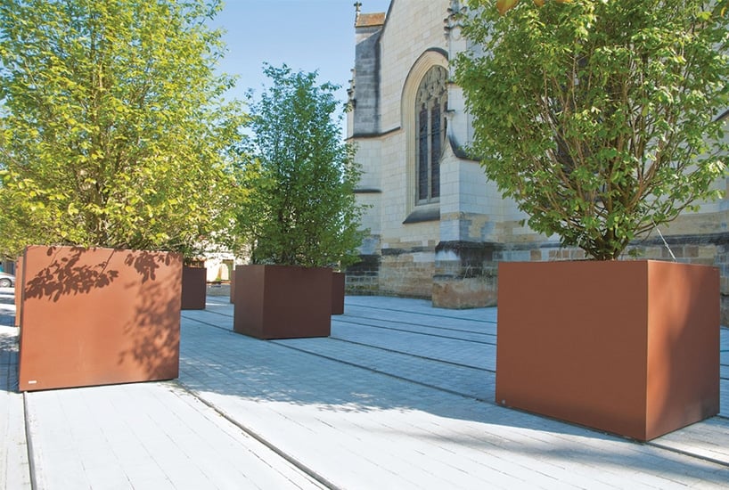 Historic city center with mobile planters