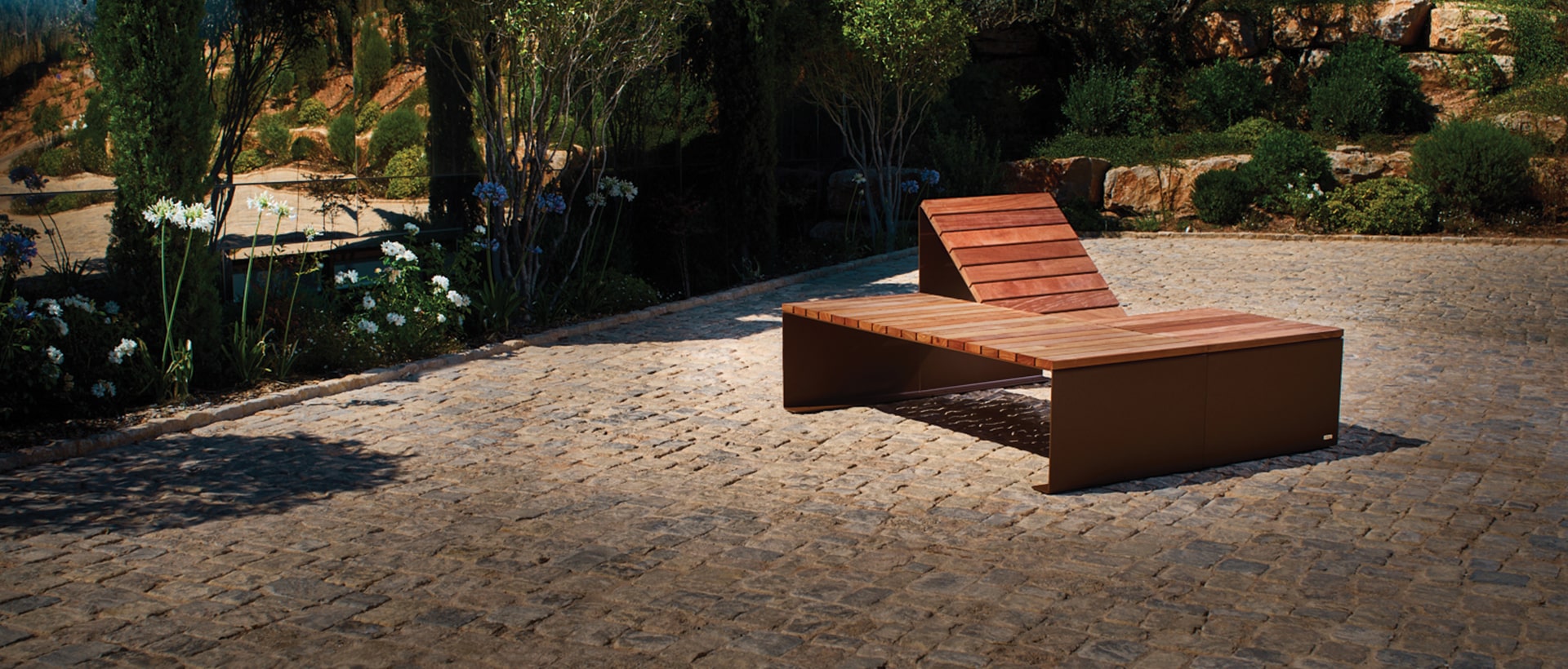 Chaise longue modulaire acier bois ABSOLUT
