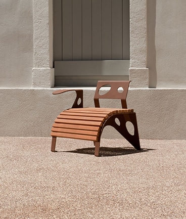 Sillón de acero y madera GREEN PALACIO