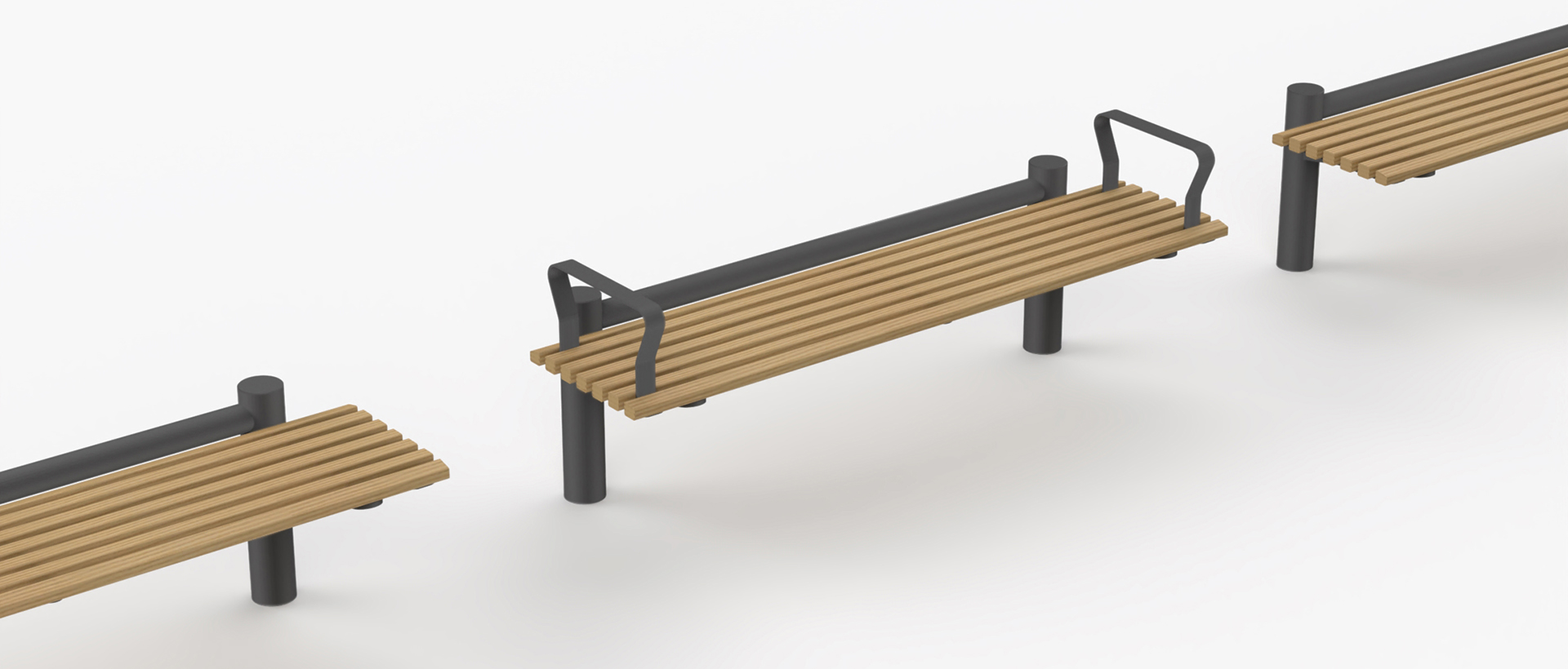 Banc de ville avec accoudoirs Fungi